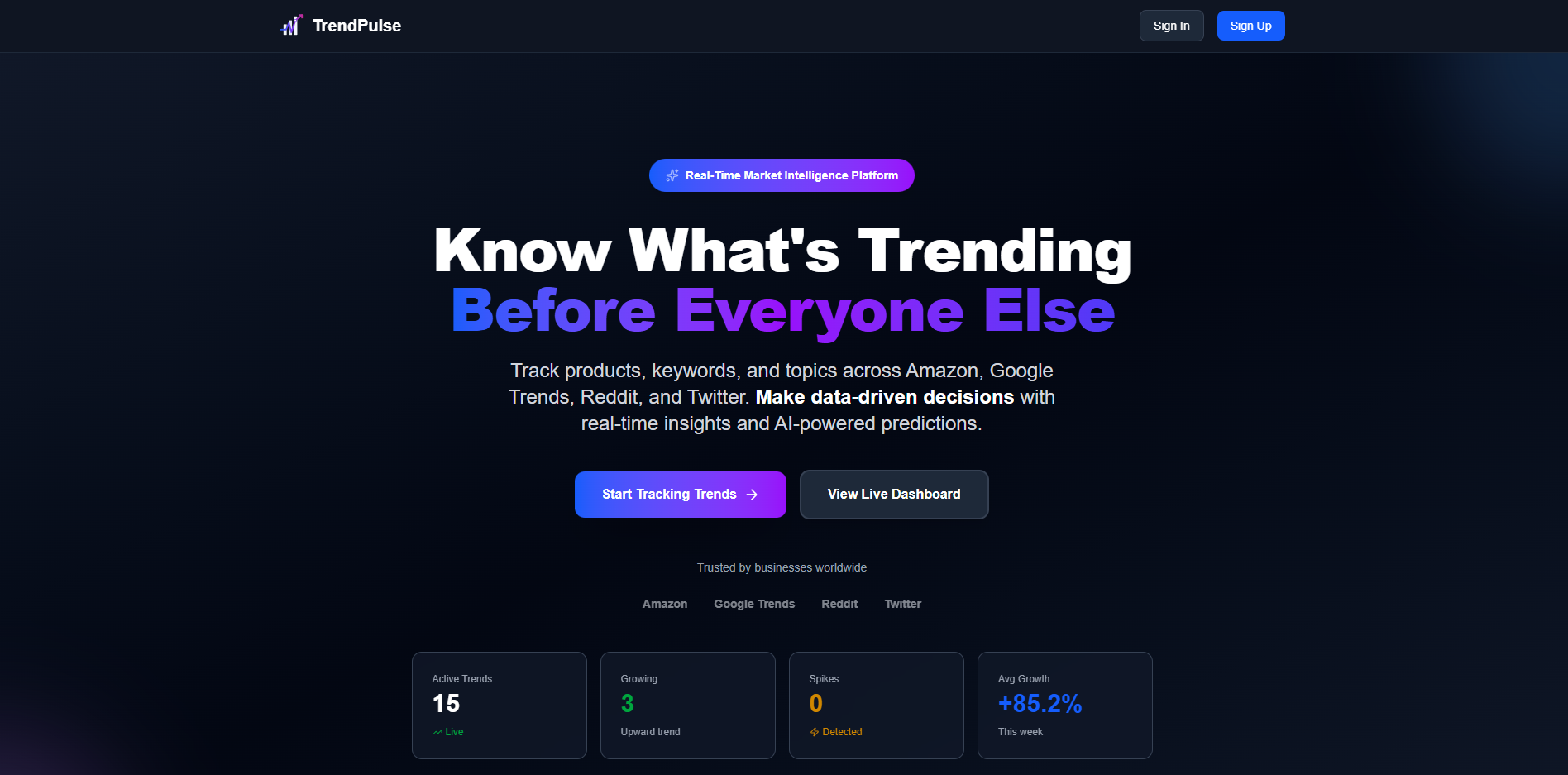 Trend Pulse - Modern Web Application Screenshot 1